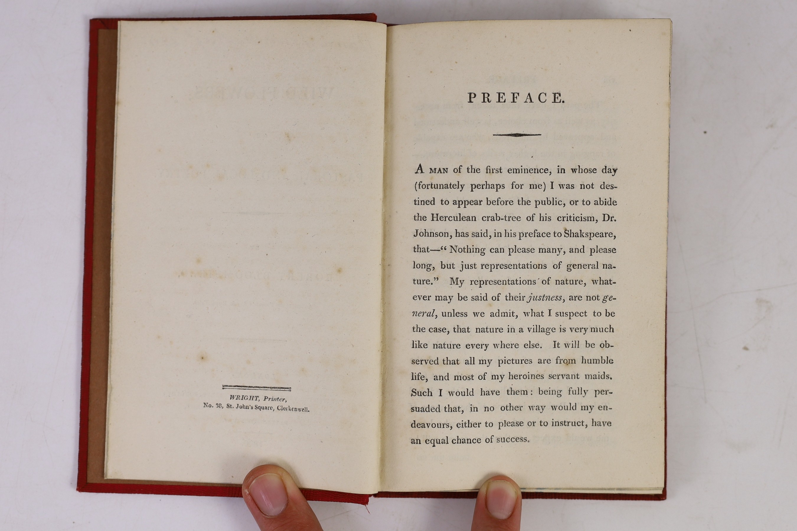 Bloomfield, Robert - Wild Flowers; or, Pastoral and Local Poetry, 1st edition, 8vo original red cloth, with 8 woodcut plates by Luke Chennell [pupil of Thomas Bewick], Vernor, Hood et al, London, 1806